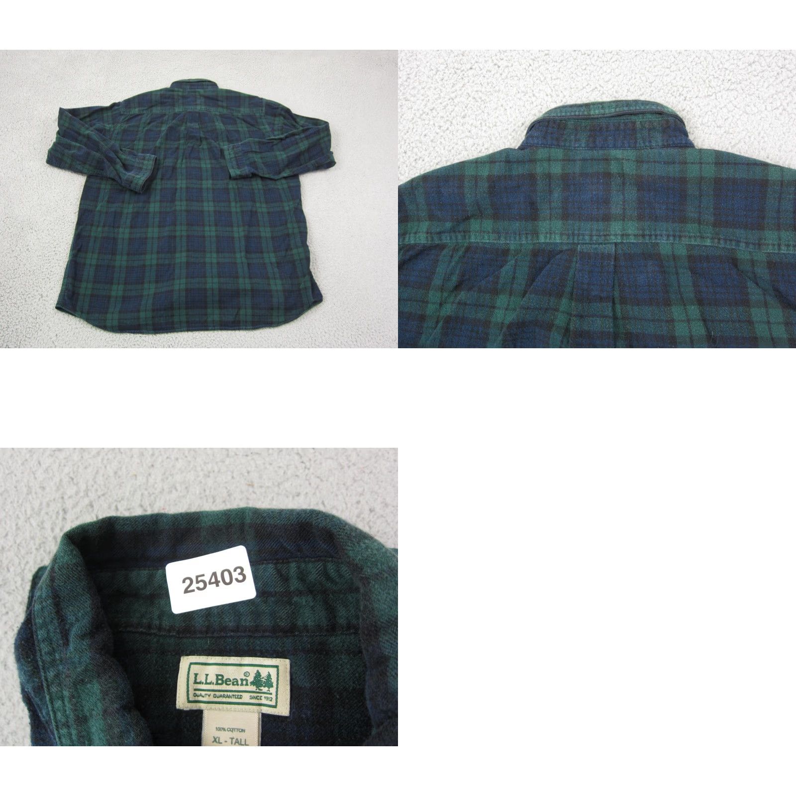 Vintage VINTAGE L.L.Bean Shirt Mens XLT Blue Black Watch Plaid Tartan Button-Up 100% Cotton Flannel Long Sleeve Collared Size US XL / EU 56 / 4 - 9 Thumbnail