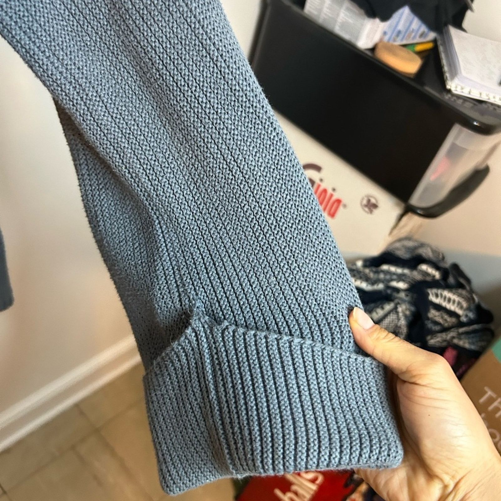 Free People Free People La Brea V-Neck Blue Gray Sweater Size M / US 6-8 / IT 42-44 - 7 Thumbnail