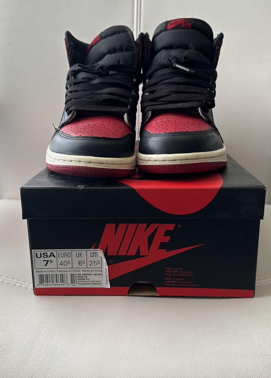 Jordan Brand Jordan 1 bred toe Size US 7.5 / EU 40-41 - 10 Thumbnail
