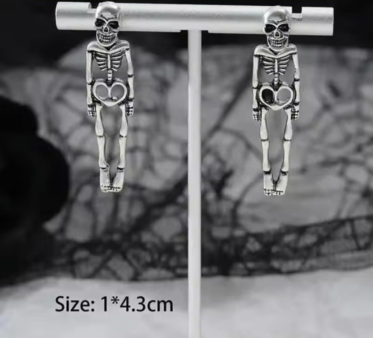 Vintage Halloween Skull Skeleton Drop Earrings Size ONE SIZE - 3 Thumbnail