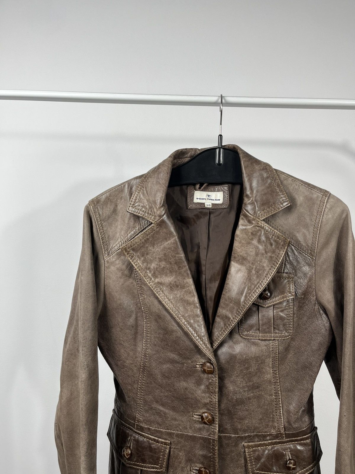 Tom Tailor Tom Tailor Leather Jacket Blazer Brown Women Size 36 Size S / US 4 / IT 40 - 2 Thumbnail