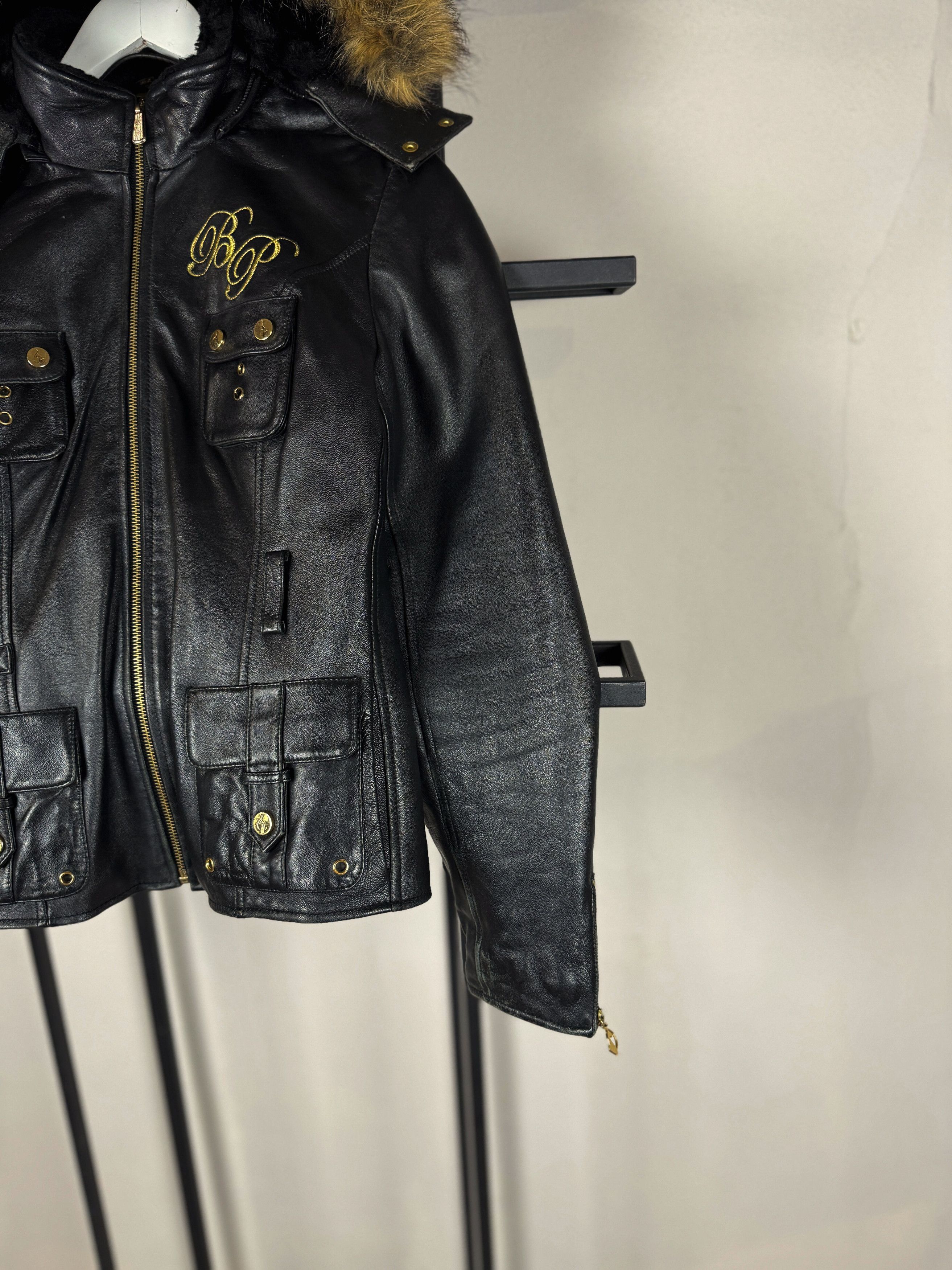 Other Y2K Leather Jacket Fur Hood Utility Vintage Archive Style Size US S / EU 44-46 / 1 - 6 Thumbnail