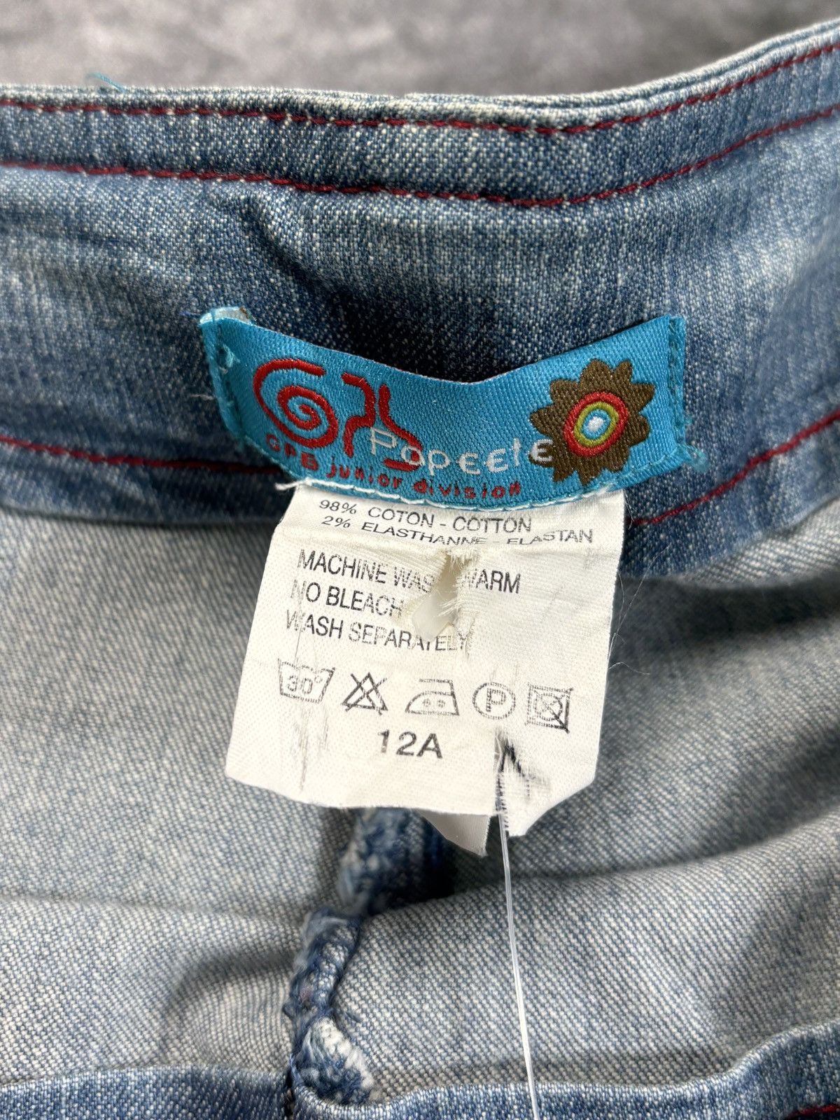 Jean × Other × Vintage NOS 2000s Jeans Belted Contrast Stitch France Y2K Low Waist Size 26" / US 2 / IT 38 - 5 Thumbnail