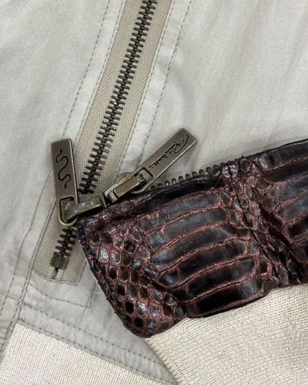 Roberto Cavalli 1ST LINE PYTHON SKIN LEATHER BOMBER JACKET Size US M / EU 48-50 / 2 - 5 Thumbnail
