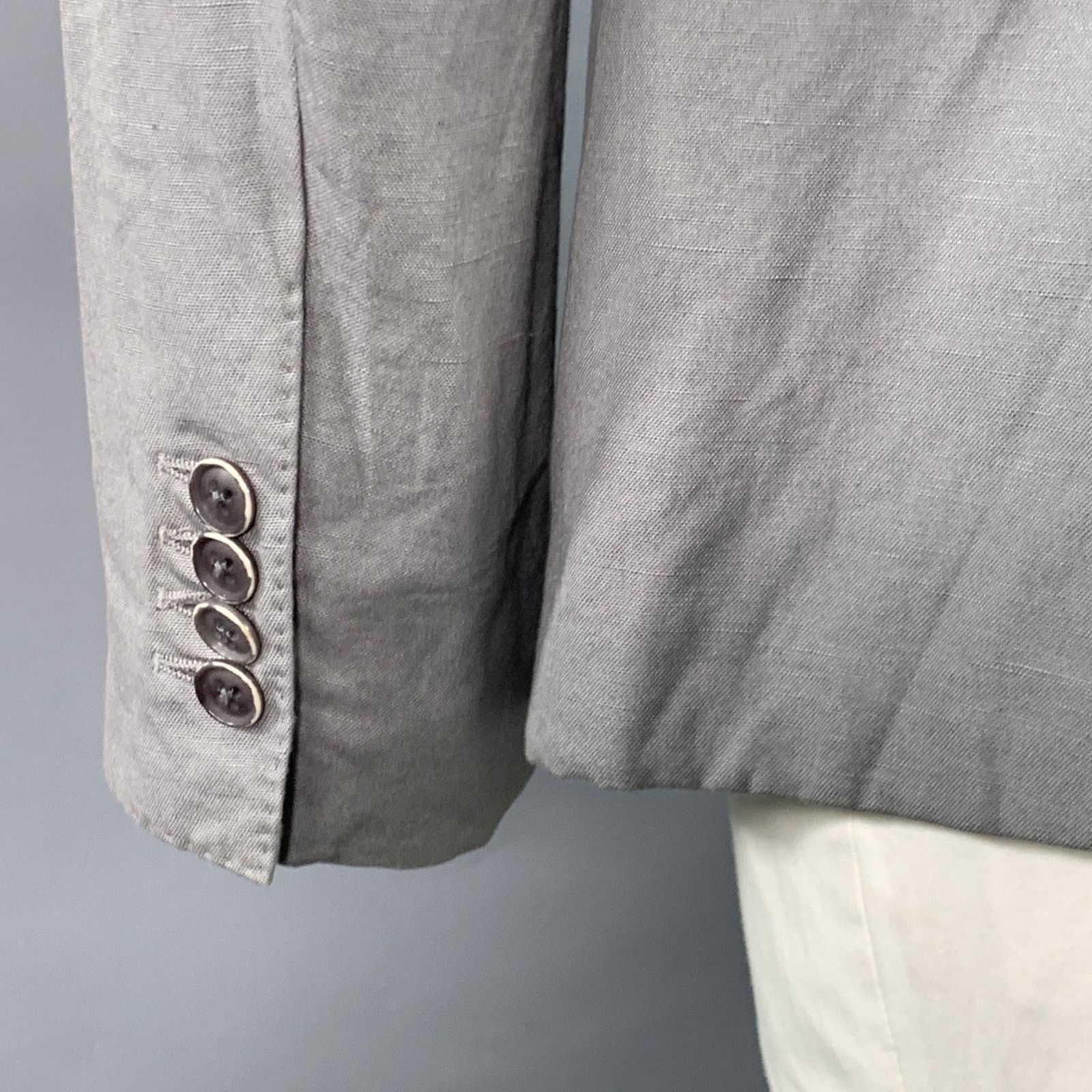 Dolce & Gabbana DOLCE & GABBANA Grey Cotton Linen Notch Lapel Sport Coat Size 42R - 4 Thumbnail