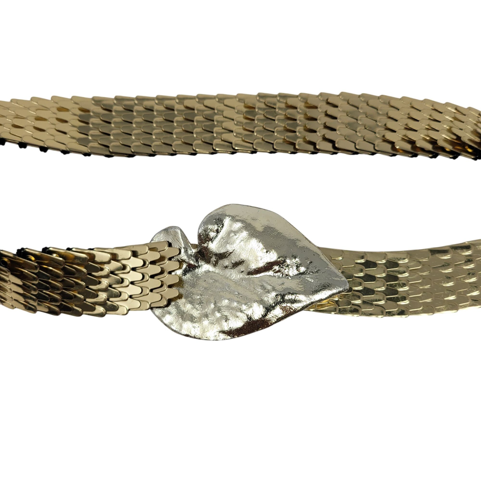 Vintage Vtg 70s Gold Metallic Snake Scale Stretch Belt Sz S Heart Bu Size ONE SIZE - 2 Thumbnail