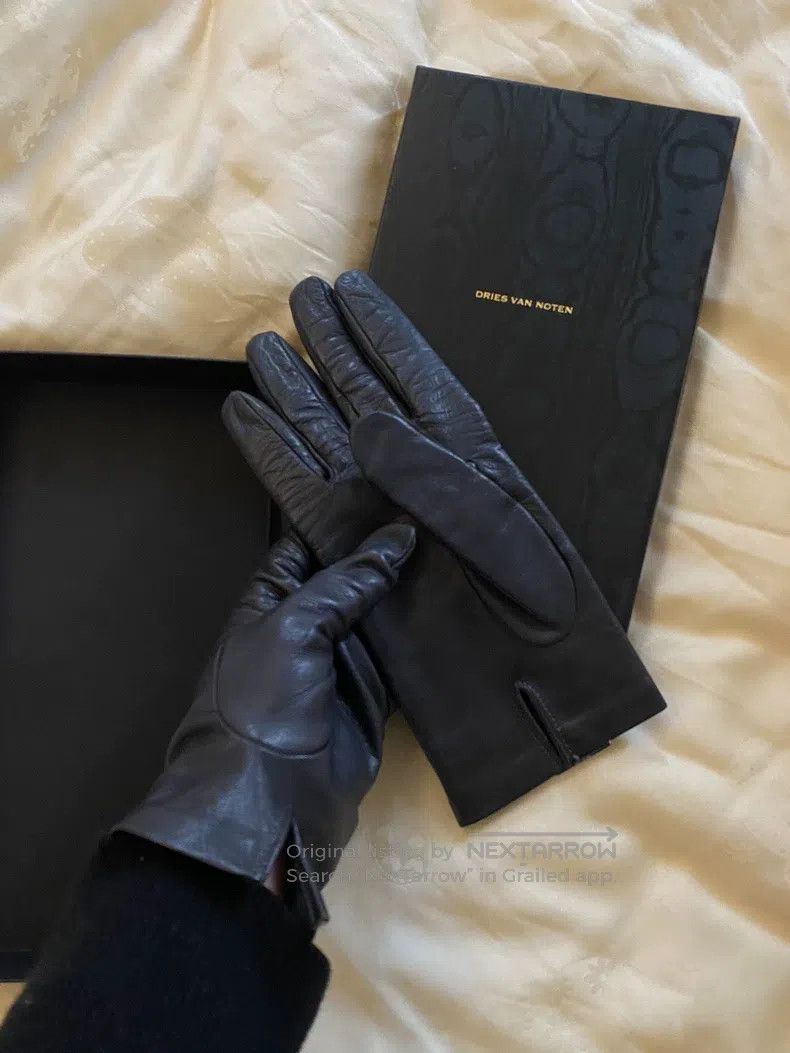 Dries Van Noten Dries Van Noten Charcoal Black Lambskin Gloves Size ONE SIZE - 5 Thumbnail