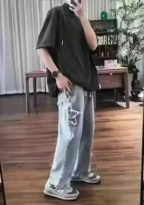 Japanese Brand Vintage Star Embroidered Jeans Retro Washed Pants Size US 32 / EU 48 - 6 Thumbnail