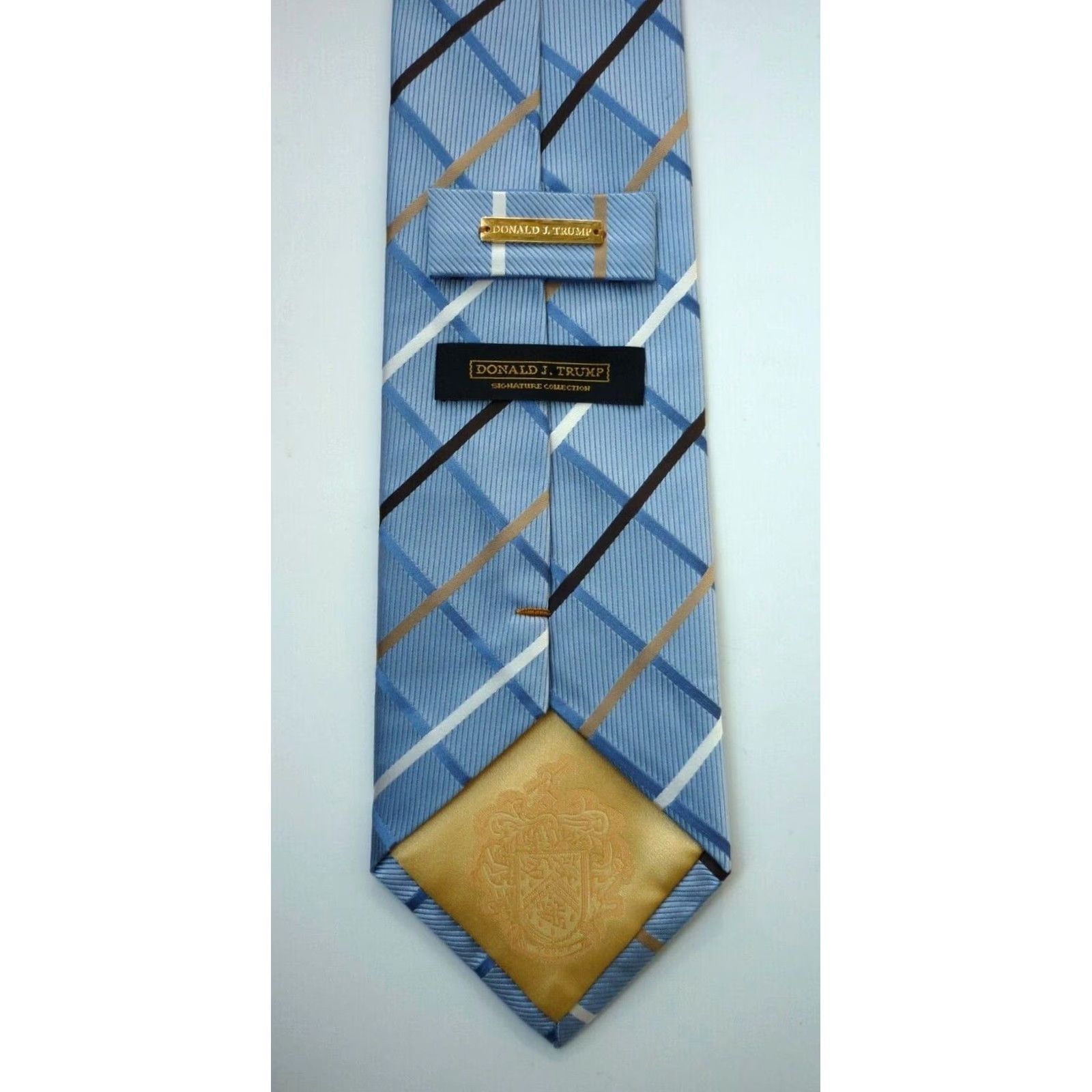 Vintage VINTAGE Donald J. Trump Signature Collection Silk Tie Plaid Mens Tie Blue 56.5" 3.75" Short 100% Silk Designer American Preppy Size ONE SIZE - 5 Thumbnail