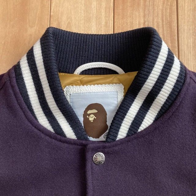 Bape BAPE LOGO Leather Sleeve Varsity Jacket a bathing ape Size US L / EU 52-54 / 3 - 5 Thumbnail