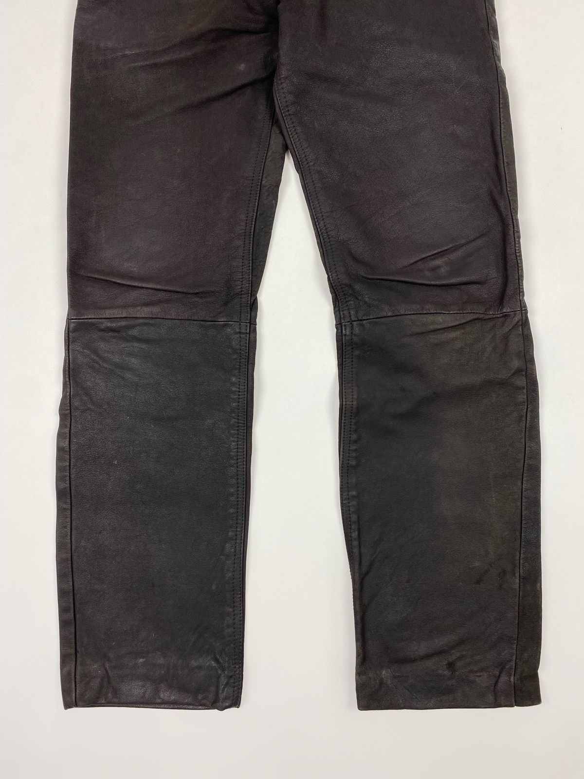 Leather 1990’s Vintage Distressed Brown Biker Leather Pants Size US 31 - 8 Thumbnail