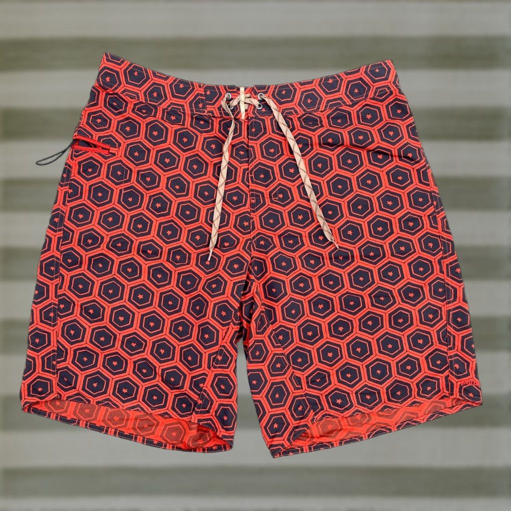 Patagonia Patagonia Men's Wavefarer Board Shorts Geometric Pattern Sz 35 Red Nylon 100% Beach Surfing Drawstring Regular Mens Size US 35 - 1 Thumbnail