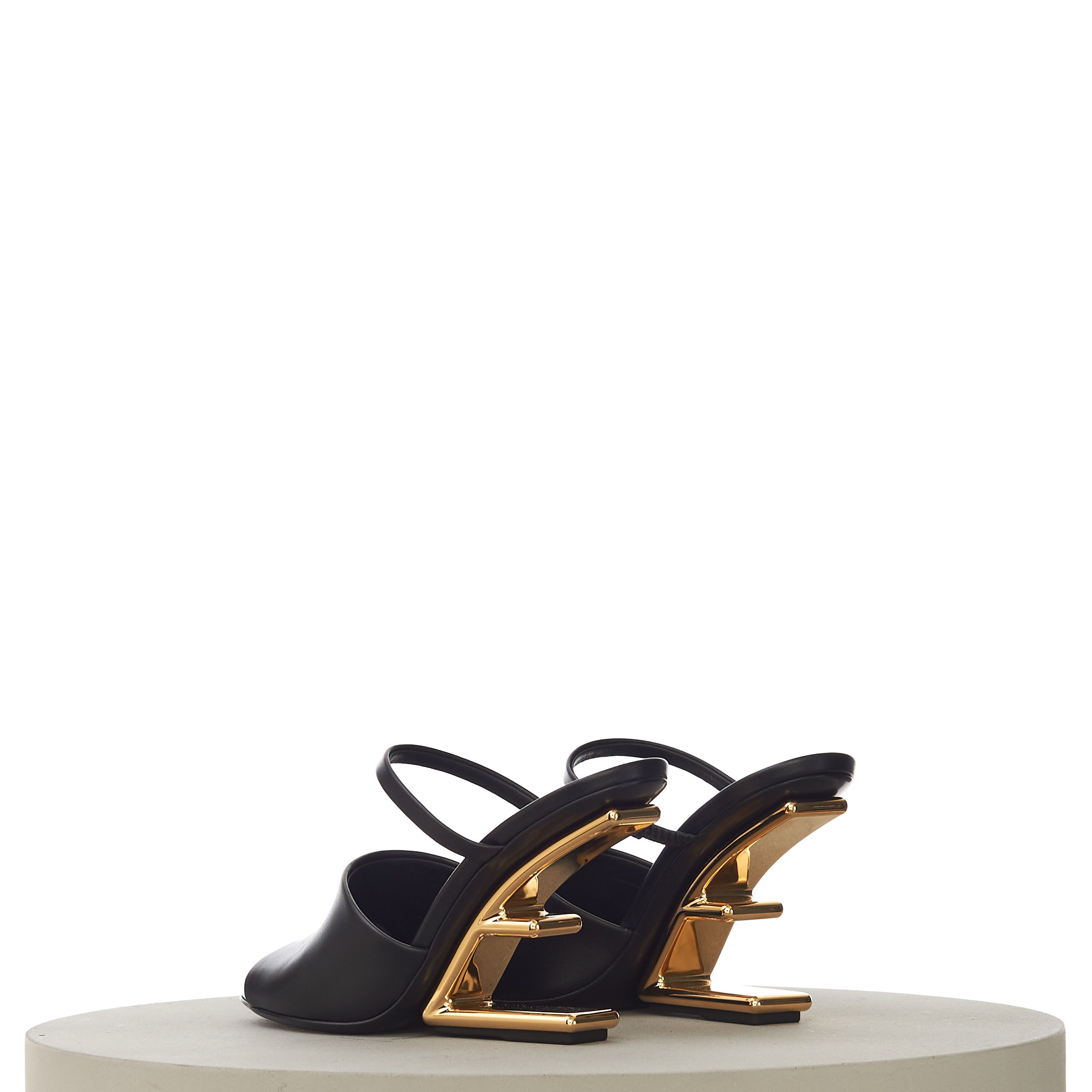 Fendi Black Leather FIRST High-Heeled Sandals With F-Shaped Heel Size US 7.5 / IT 37.5 - 6 Thumbnail