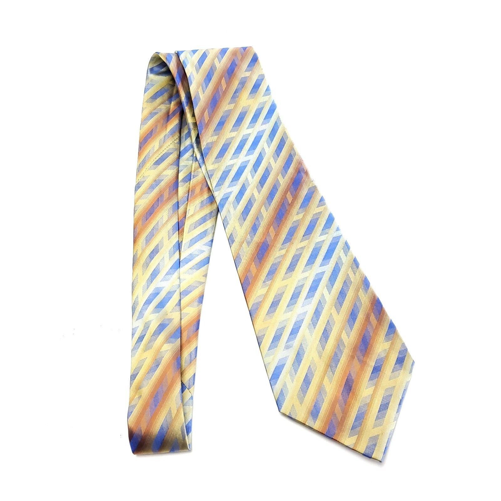 Van Heusen Van Heusen Woven Wide Yellow Blue Abstract Silk Tie Size ONE SIZE - 7 Thumbnail