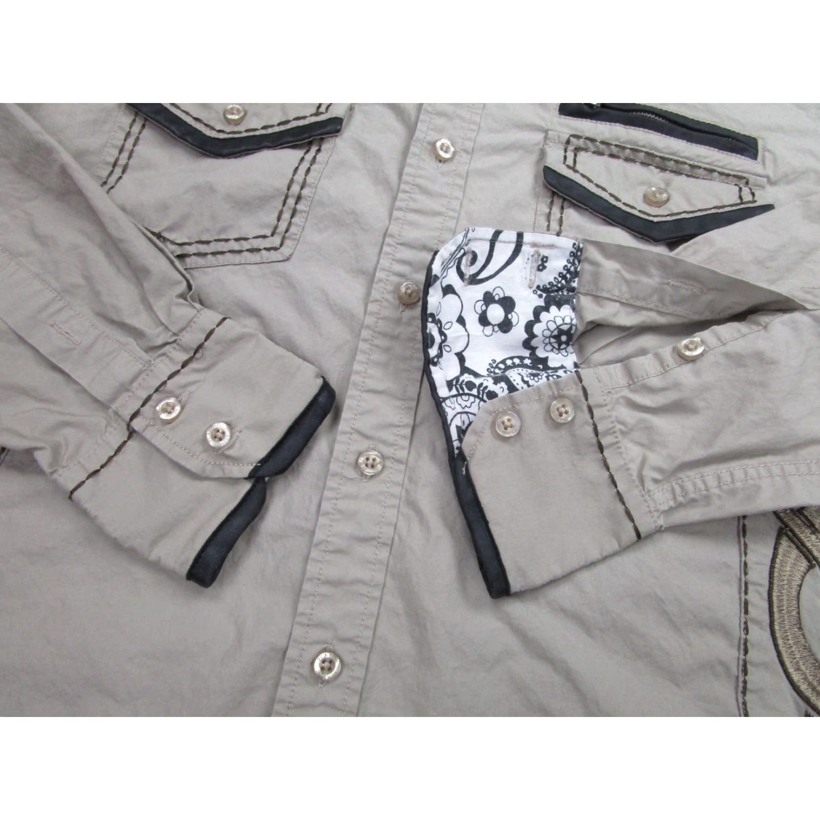 Cougar VINTAGE Platini Jeans Cougar Shirt Mens Large Tan Western Embroidered Snap Button Cowboy - Shirt - Adult Large - Beige - Western/Cowboy - Mens Size US L / EU 52-54 / 3 - 2 Thumbnail