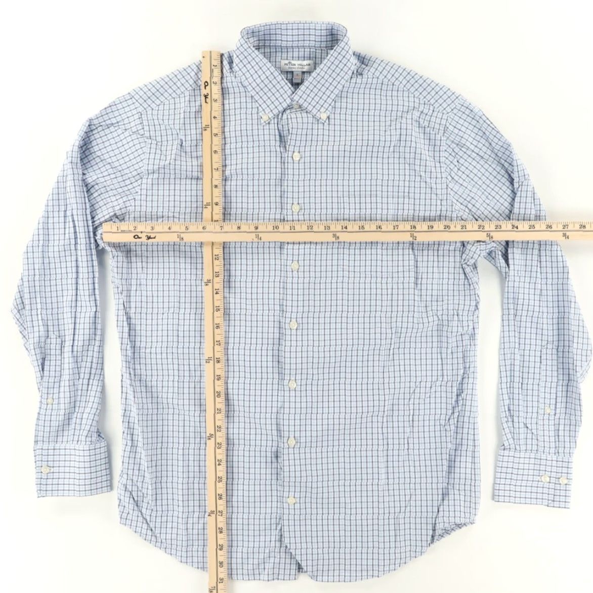 Peter Millar Peter Millar Shirt Gingham Button Down Blue Men L Nylon Summer Comfort Long Sleeve Size US L / EU 52-54 / 3 - 3 Thumbnail