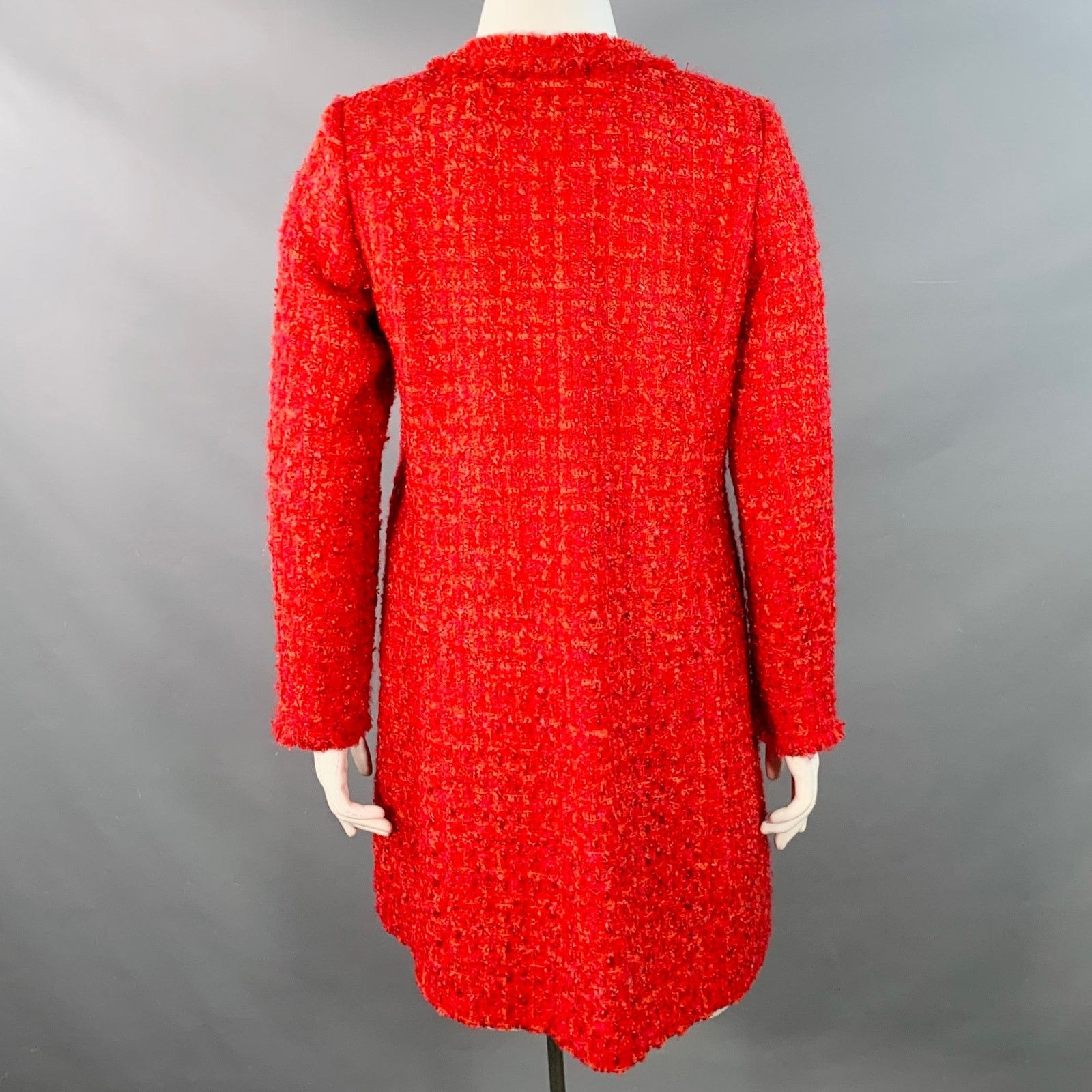 Other WEILL PARIS Red Acrylic Blend Tweed Hook Eye Collarless Coat Size L / US 10 / IT 46 - 4 Thumbnail