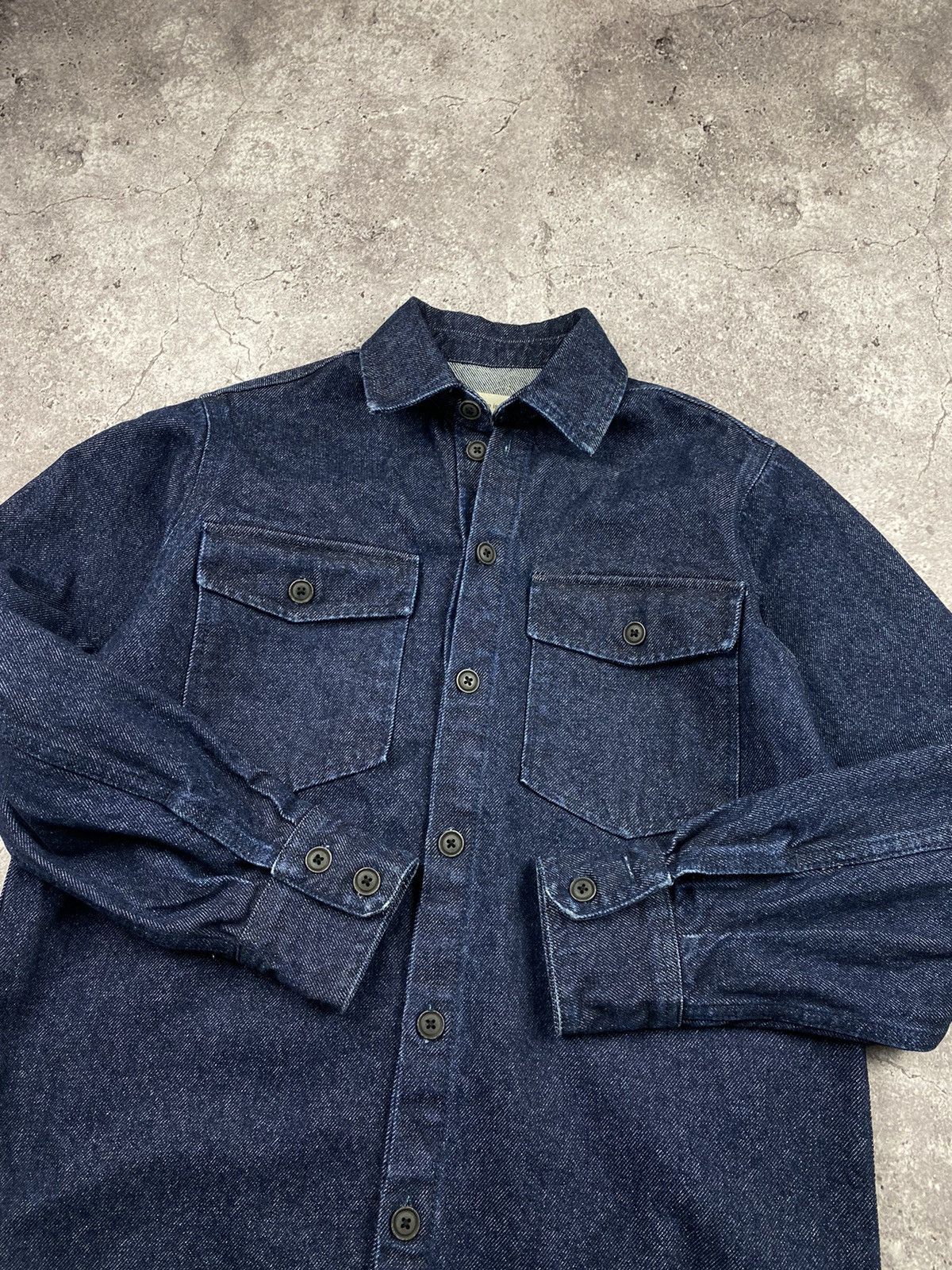 Japanese Brand × Vintage CRAZY JAPANESSE DENIM OVER SHIRT TWO POCKET MAMOTARO STYLE Size US S / EU 44-46 / 1 - 3 Thumbnail