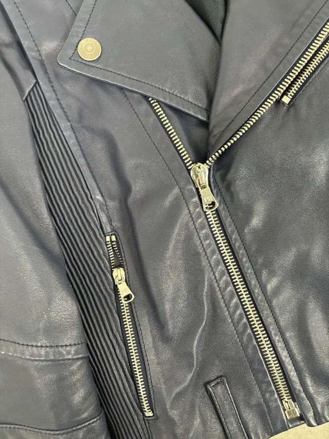 Pierre Balmain 2010s Pierre Balmain Perfecto Biker Blue Leather Jacket Size S / US 4 / IT 40 - 9 Thumbnail