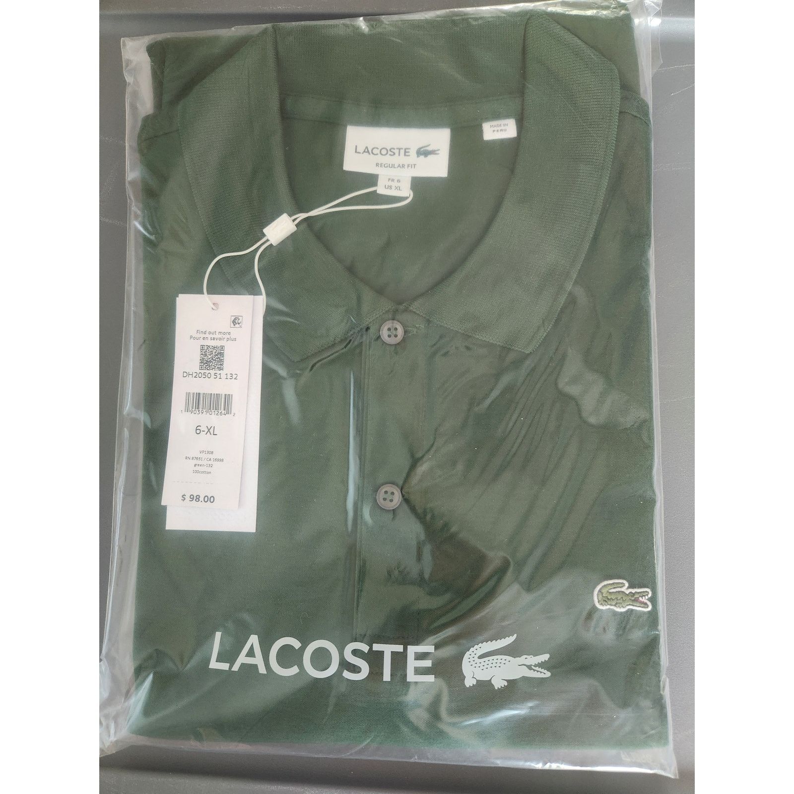 Lacoste Lacoste Mens Pima Jersey Interlock Regular Fit Polo Green XL Size US XL / EU 56 / 4 - 2 Thumbnail