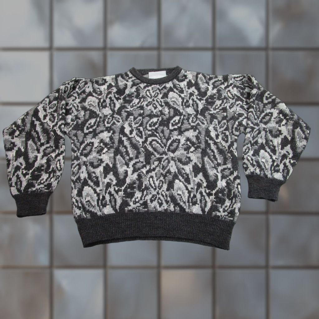 Vintage VINTAGE Progressive Apparel Sweater Mens L Gray Geometric Pullover 80s 90s Jumper Wool Acrylic Knit Crew Neck Casual Size US L / EU 52-54 / 3 - 1 Thumbnail