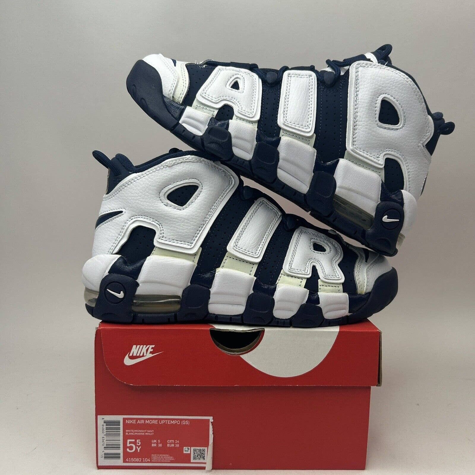 image of Nike Air More Uptempo Gs “Olympic/white Midnight Navy Blue” Shoes, Women's (Size 7)