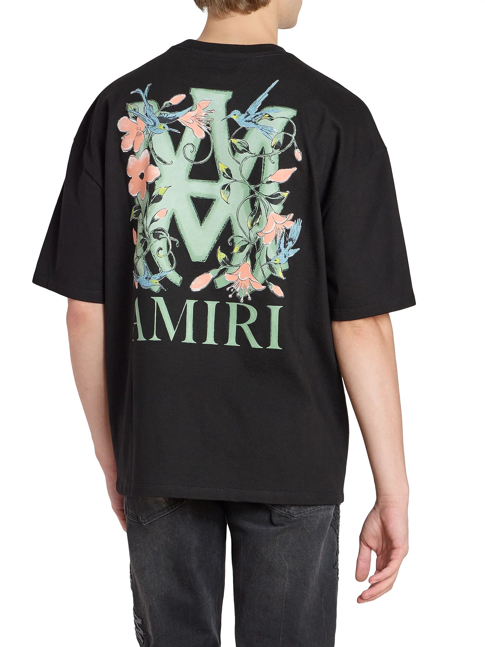 Amiri os11x0526 MA Floral Logo Oversized T-Shirt in Black Size US XL / EU 56 / 4 - 5 Thumbnail