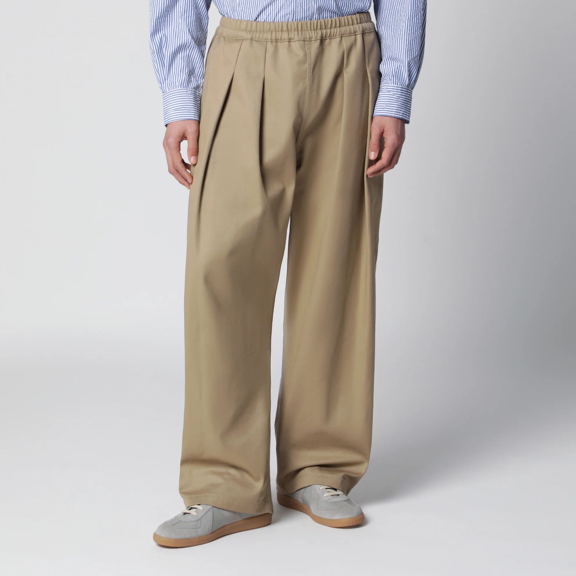 Maison Margiela o1d2blof0526 Low-crotch Cotton Trousers in Beige Size US 32 / EU 48 - 1 Thumbnail