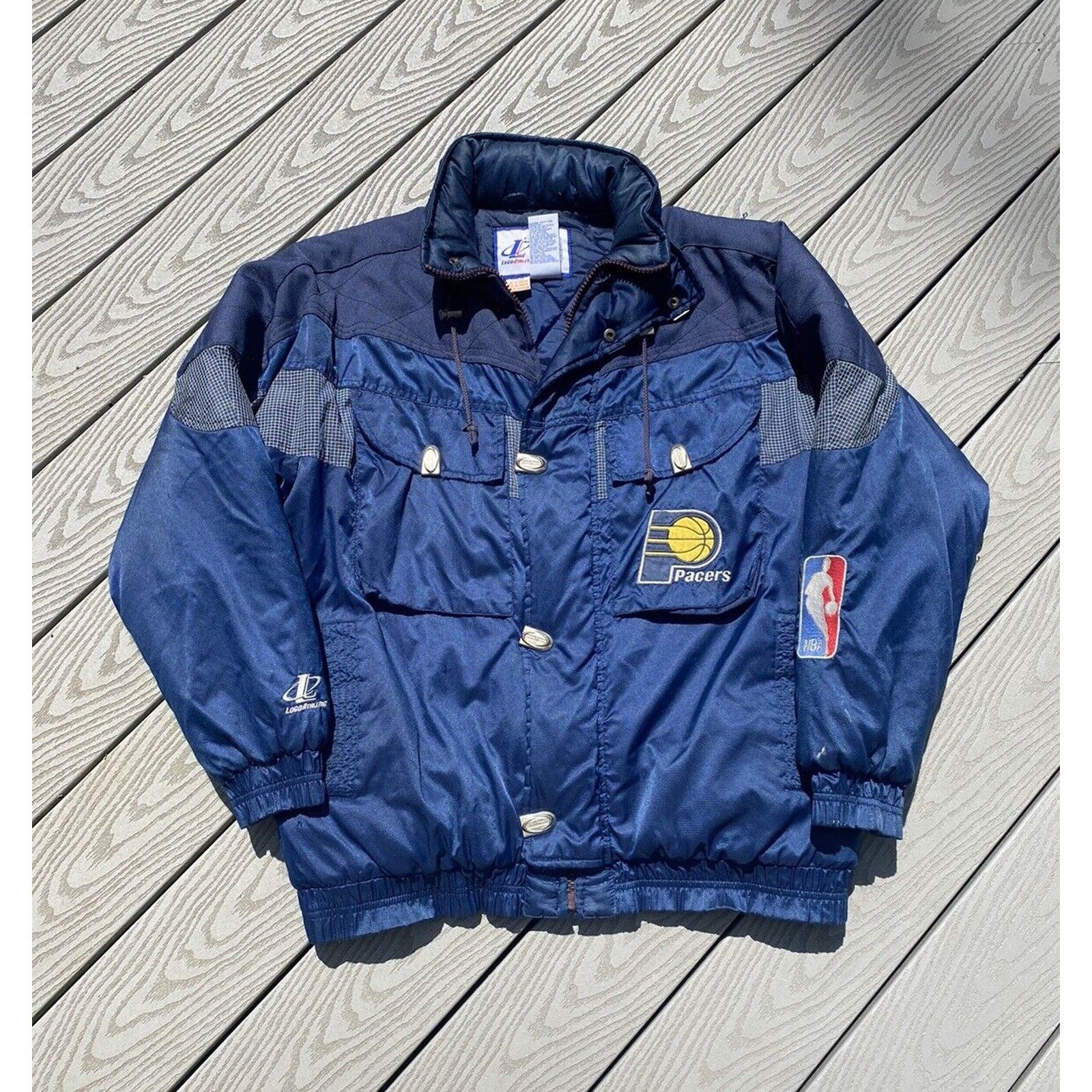 image of Starter Vintage 90's Indiana Pacers Logo Athletic Puffer Jacket M Nba in Blue, Men's (Size Medium)