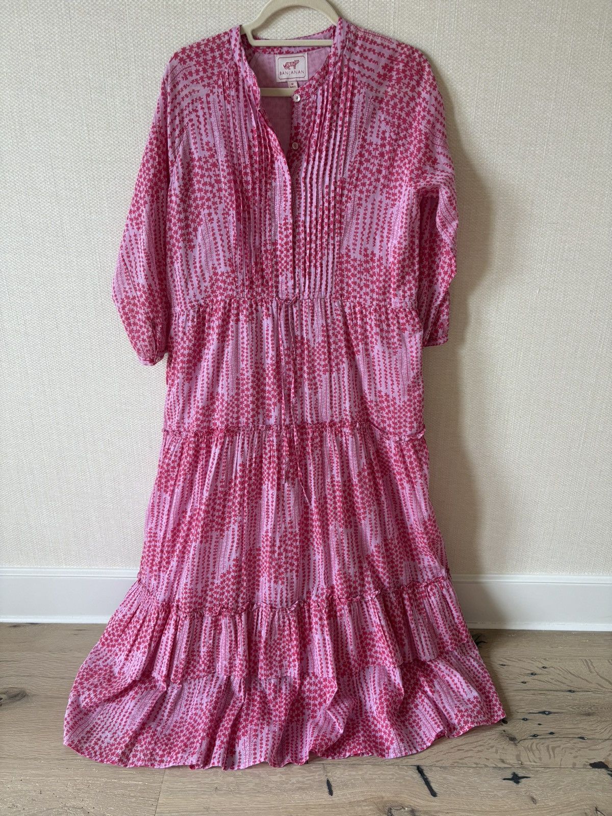Banjanan Pink Patterned Banjanan Flowy Maxi Dress Ruffled M Summer Size M / US 6-8 / IT 42-44 - 1 Thumbnail