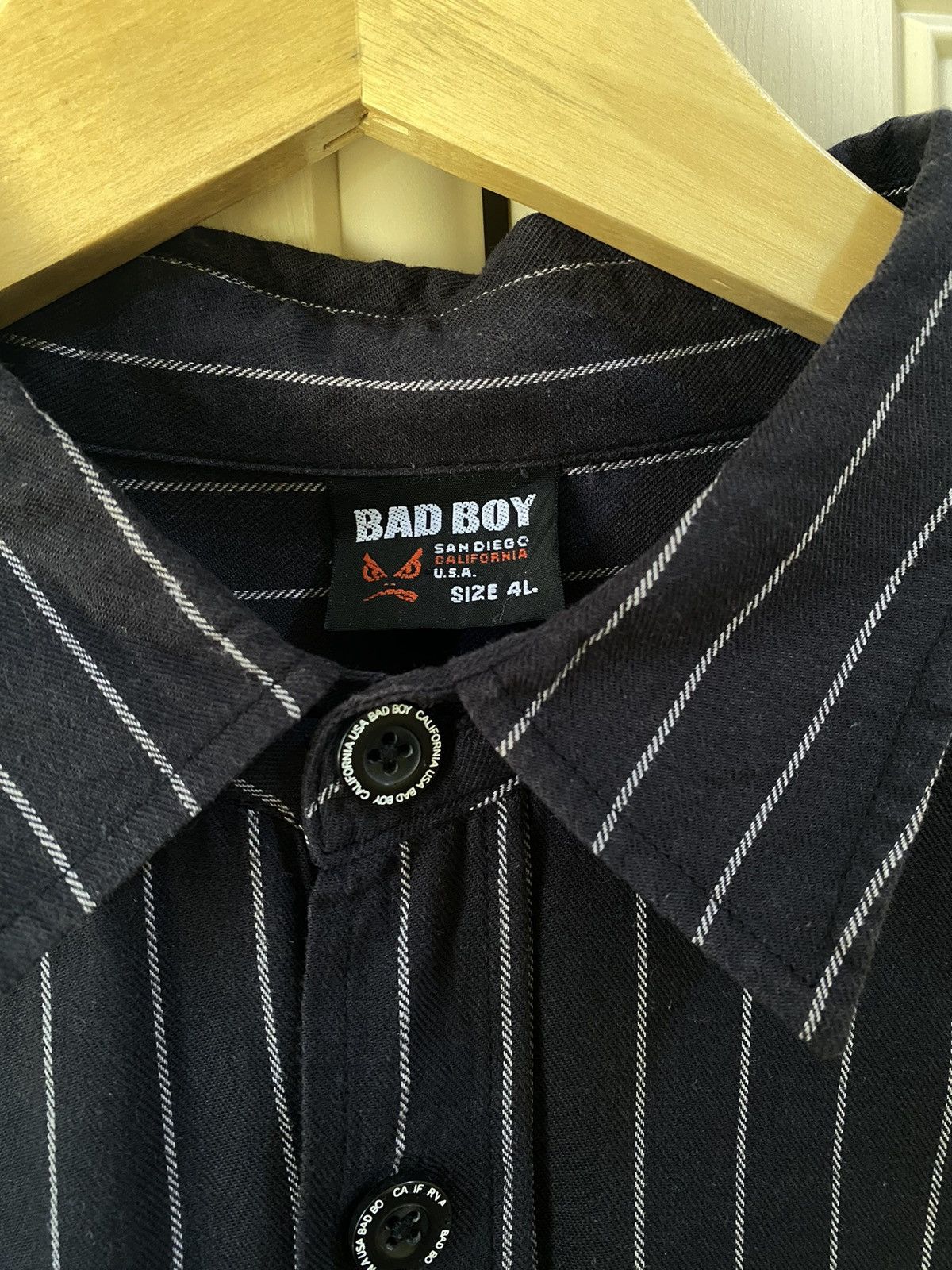 If Six Was Nine 2000s BADBOY CALIFORNIA USA STRIPE BUTTON UP SHIRT - LGB Size US XXL / EU 58 / 5 - 6 Thumbnail