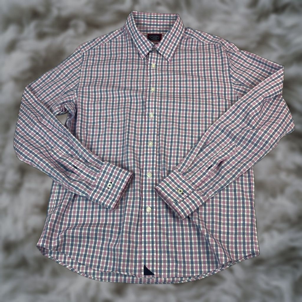UNTUCKit UNTUCKit Button-Up Shirt Mens M Check Wrinkle Free Slim Fit Cotton Dolcetto Pink Blue White Size US M / EU 48-50 / 2 - 1 Thumbnail