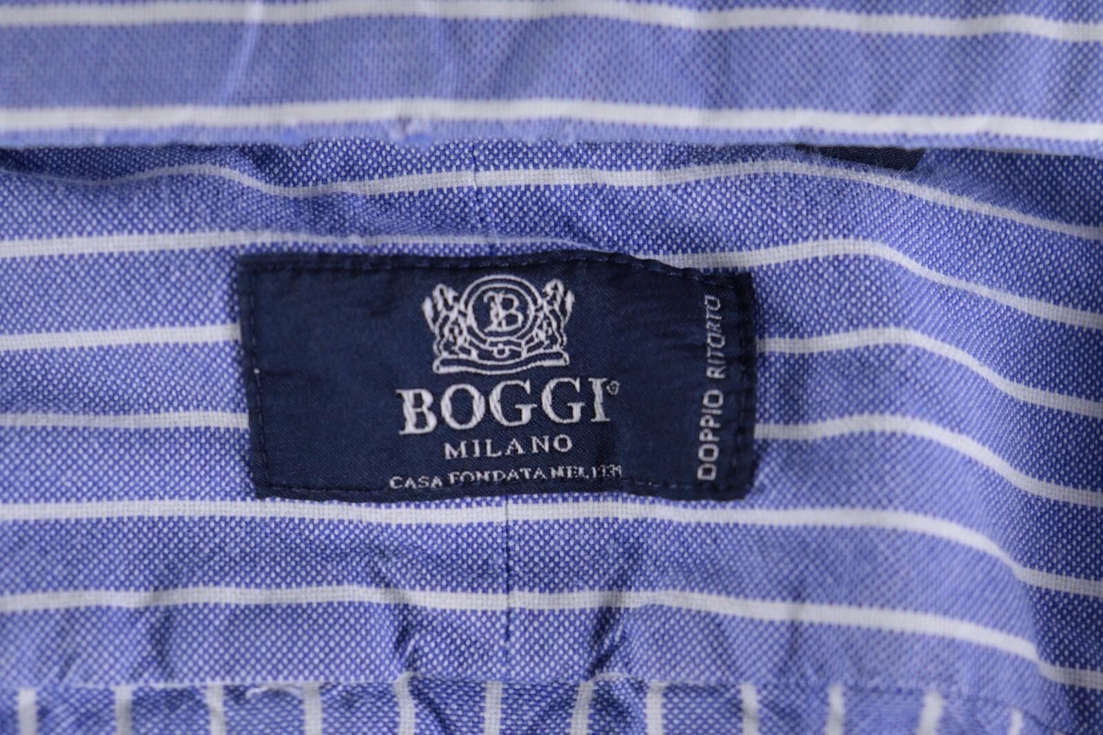 Designer Boggi Milano Doppio Ritorto Blue Stripe Shirt Size XL Size US XL / EU 56 / 4 - 11 Thumbnail