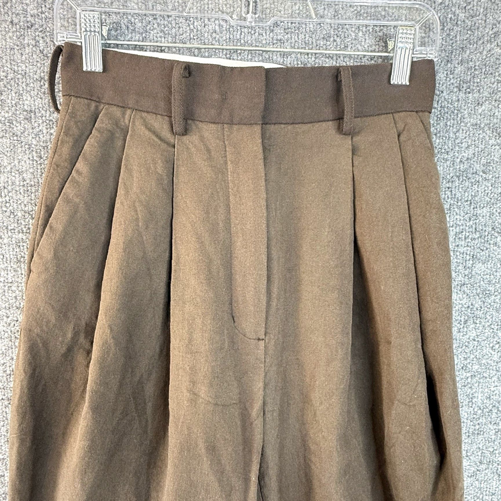 Recto Pants Womens Brown Size S Double Pleated Front Wide-Leg Casual Dress Pants Mens? No, Womens.