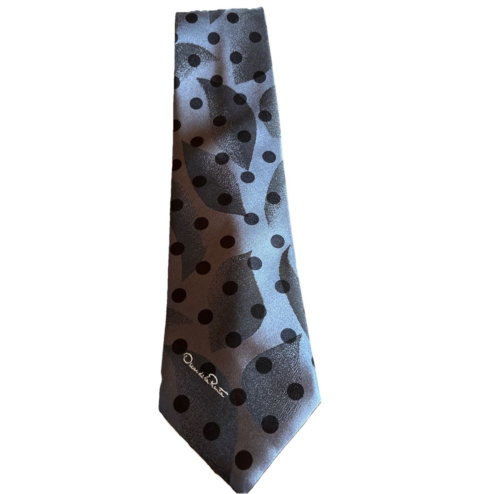 Oscar De La Renta Oscar de la Renta Studio Tie Silvery Blue Poly Silk Necktie Size ONE SIZE - 1 Thumbnail
