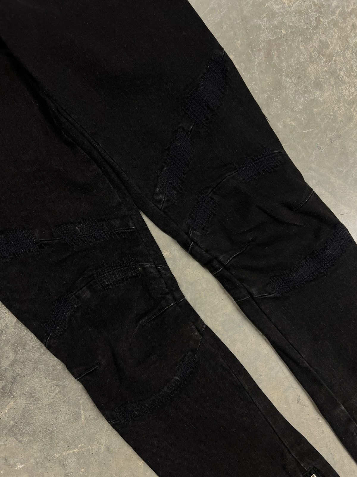 Balmain Women’s Balmain Bike Jeans Black Washed Distressed Pants Size 24" / US 00 / IT 34 - 4 Thumbnail