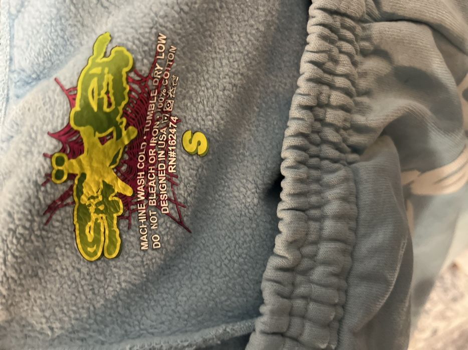 Designer Sp5der sweatpants “baby blue” Grailed