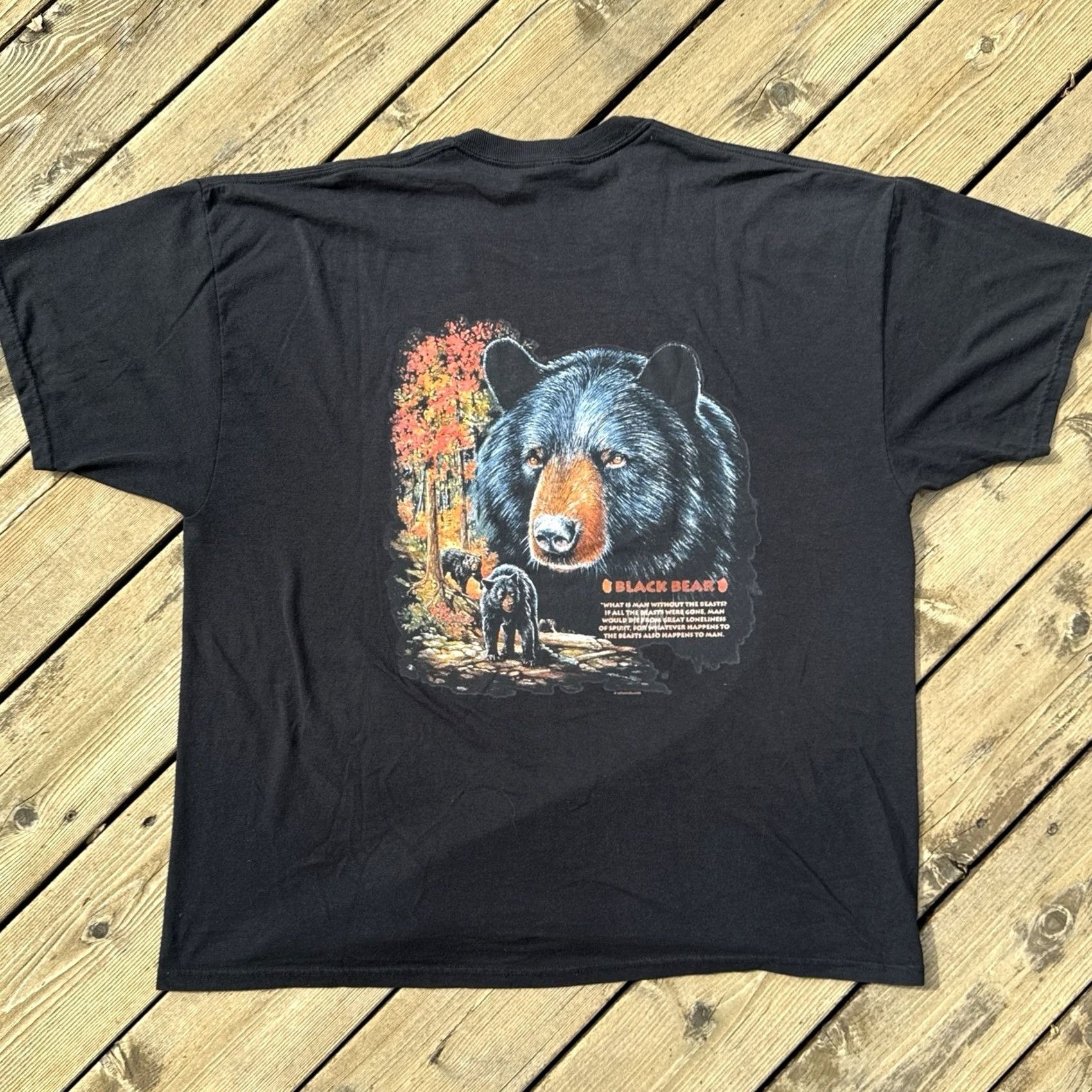 Jerzees VINTAGE Black Bear T Shirt XXL Jerzees Wildlife Nature Biker Motorcycle Mens Size US XXL / EU 58 / 5 - 2 Thumbnail