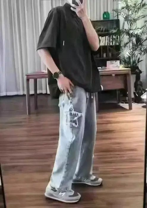 Japanese Brand Vintage Star Embroidered Jeans Retro Washed Pants Size US 32 / EU 48 - 4 Thumbnail