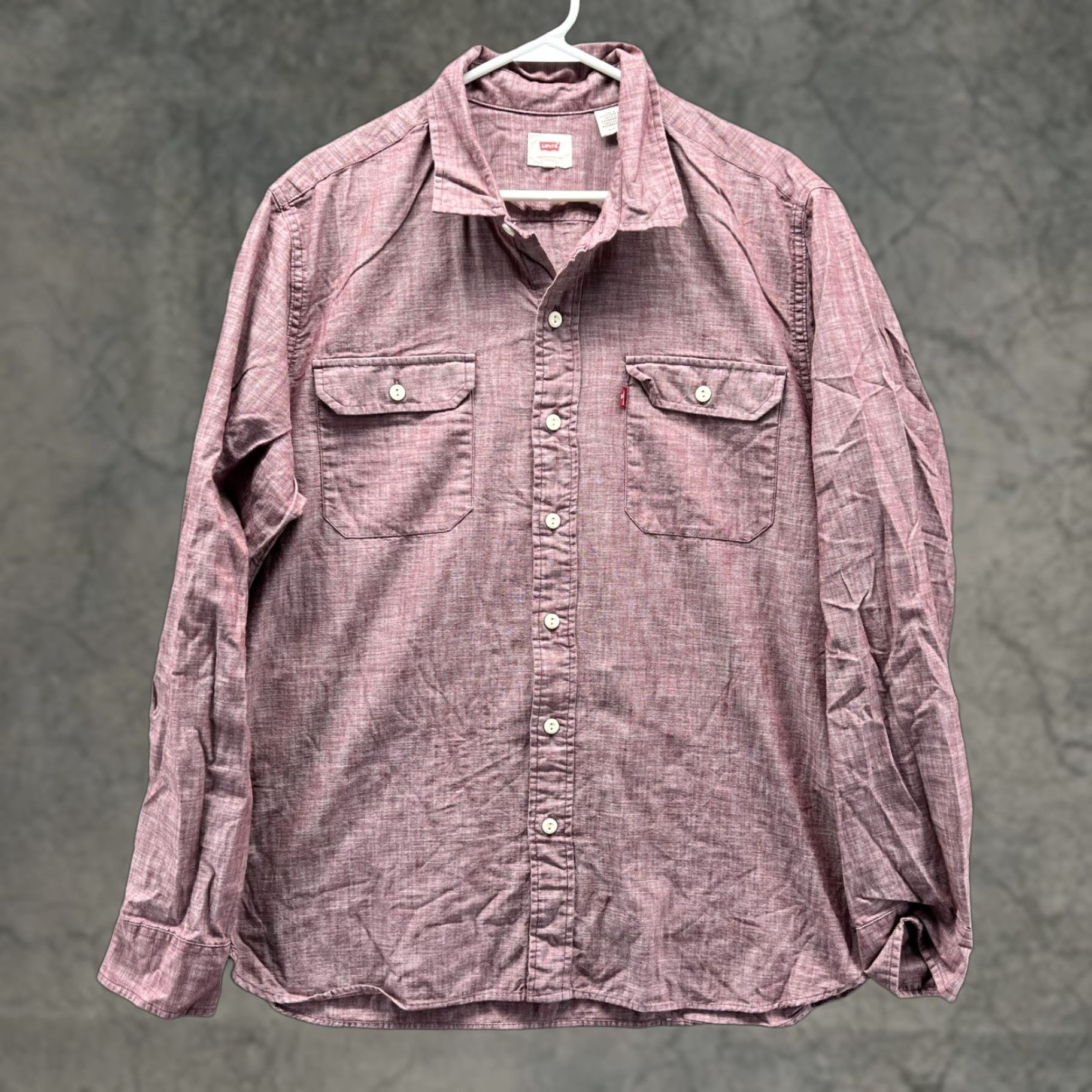 Levi's Levi's Shirt Mens XL Red Chambray Long Sleeve Button Up Pockets Casual Cotton Size US XL / EU 56 / 4 - 1 Thumbnail