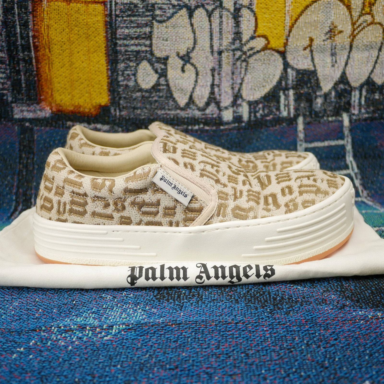 Palm Angels Palm Angels Slip Ons Beige AOP Font Size 37 Size US 5.5 / IT 35.5 - 2 Thumbnail