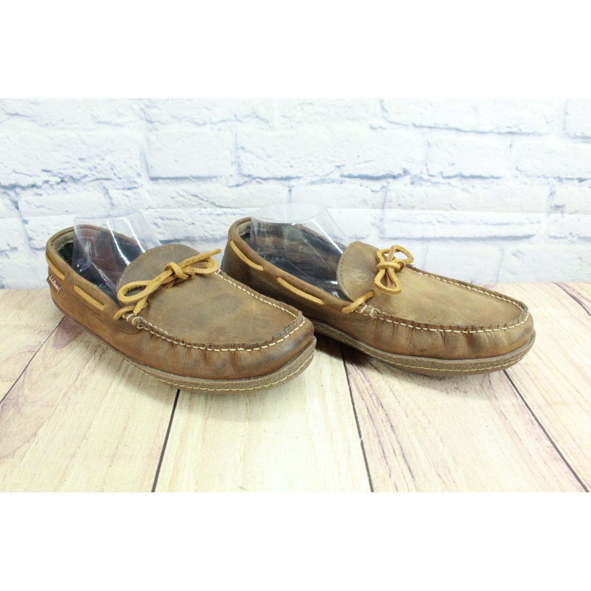 L.L. Bean × Leather LL Bean Flannel-Lined Flexible Crepe Handsewn Slippers Size US 10 / EU 43 - 3 Thumbnail