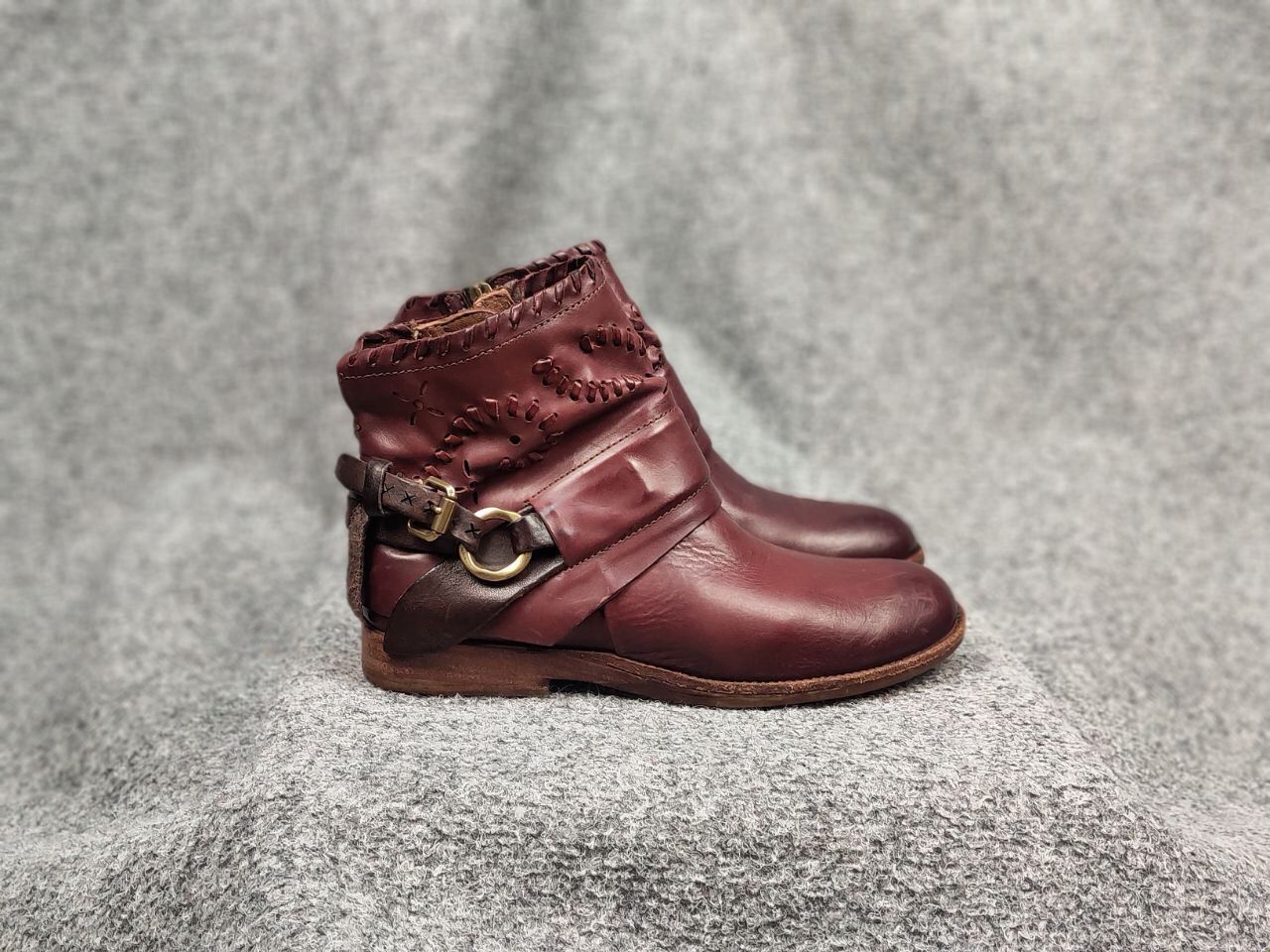 A.S.98 A.S.98 Airstep Design Zip Ankle Boots Shoes Burgundy leather Size US 7 / IT 37 - 4 Thumbnail