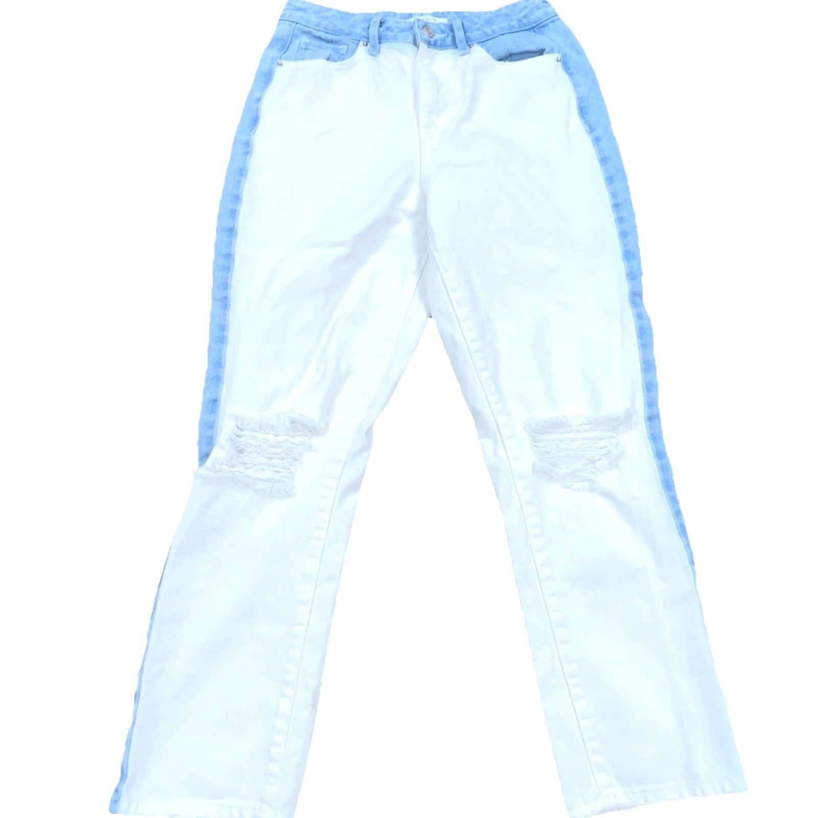 Pacsun PacSun Jeans Women 27 Mom Blue White Med Wash Ripped Holes Knee Ladies Pant Size 27" / US 4 / IT 40 - 2 Thumbnail