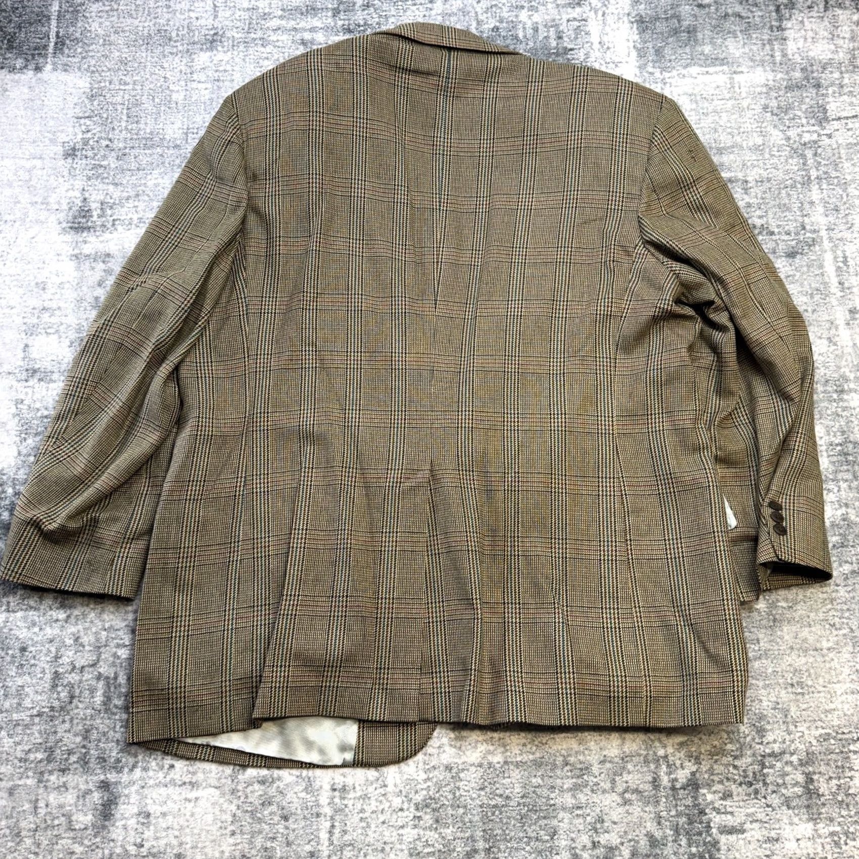 Nordstrom Nordstrom VTG Blazer Jacket Mens 50L Brown Glen Plaid Silk Sport Coat Academia Size 50R - 3 Thumbnail