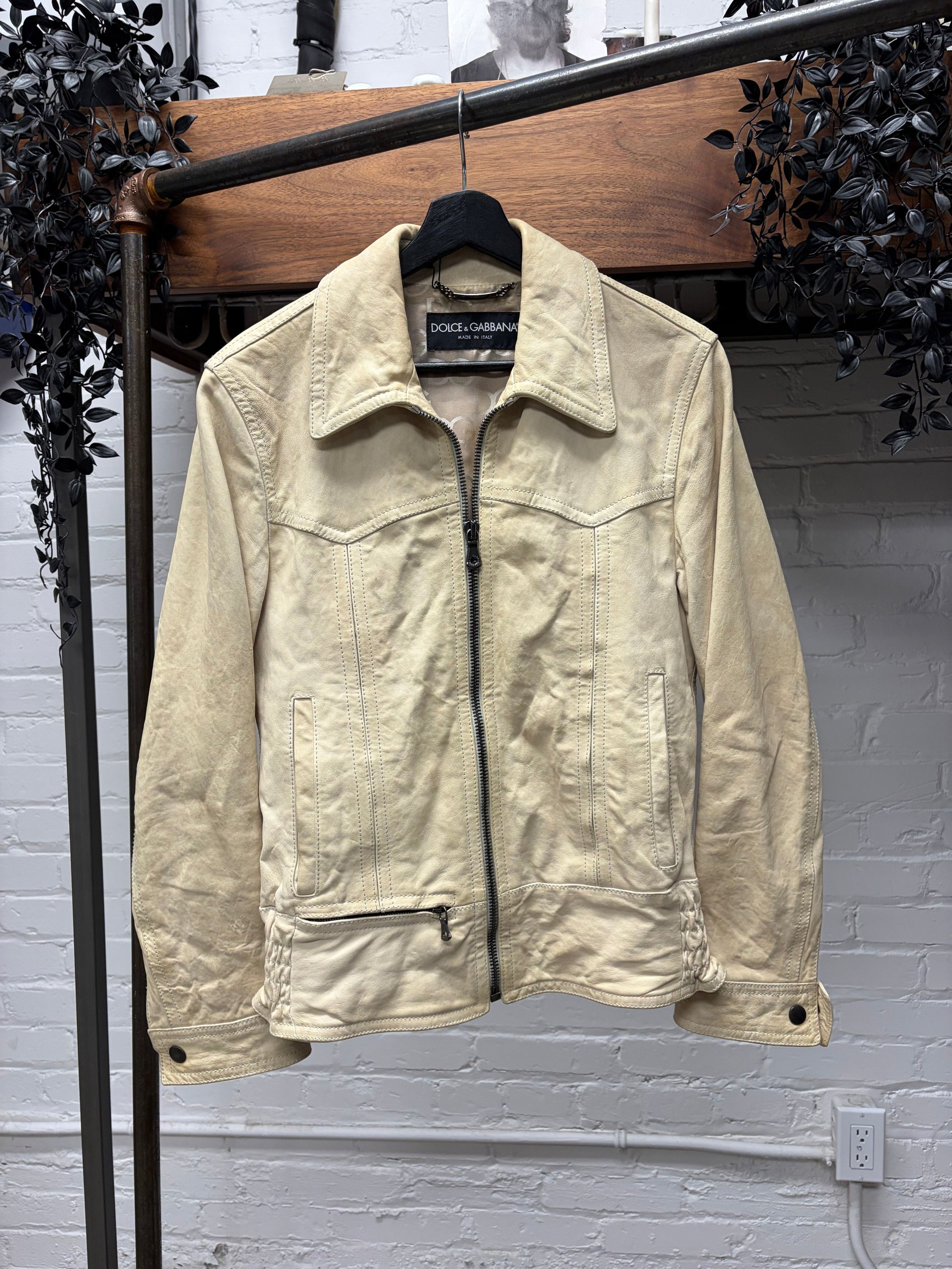 Dolce & Gabbana 2000s Dolce & Gabbana Mainline Cream White Western Leather Jacket Size US M / EU 48-50 / 2 - 1 Thumbnail