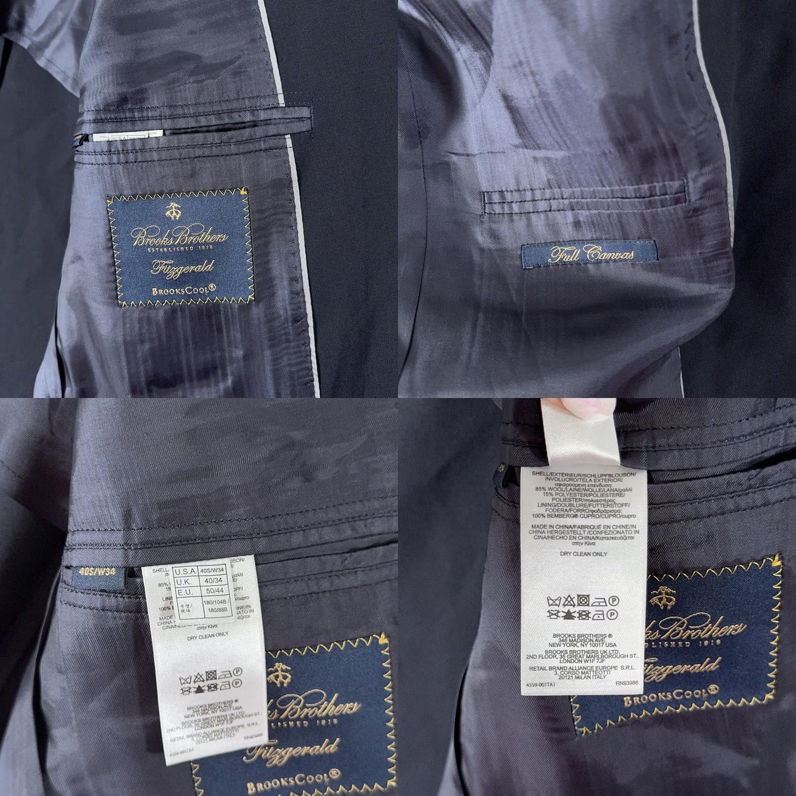 Brooks Brothers Brooks Brothers BrooksCool Fitzgerald Blazer Men 40 Short Blue Solid Wool-Blend Summer Lightweight Suit Jacket Slim Notch 2-Button Four-Button Cuffs Size US 40 / EU 56 - 8 Thumbnail