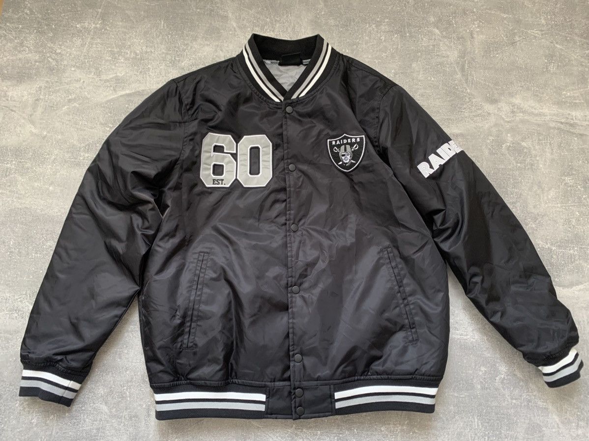 NFL NFL Raiders Black Nylon Buttoned Bomber Jacket Size US XL / EU 56 / 4 - 2 Thumbnail