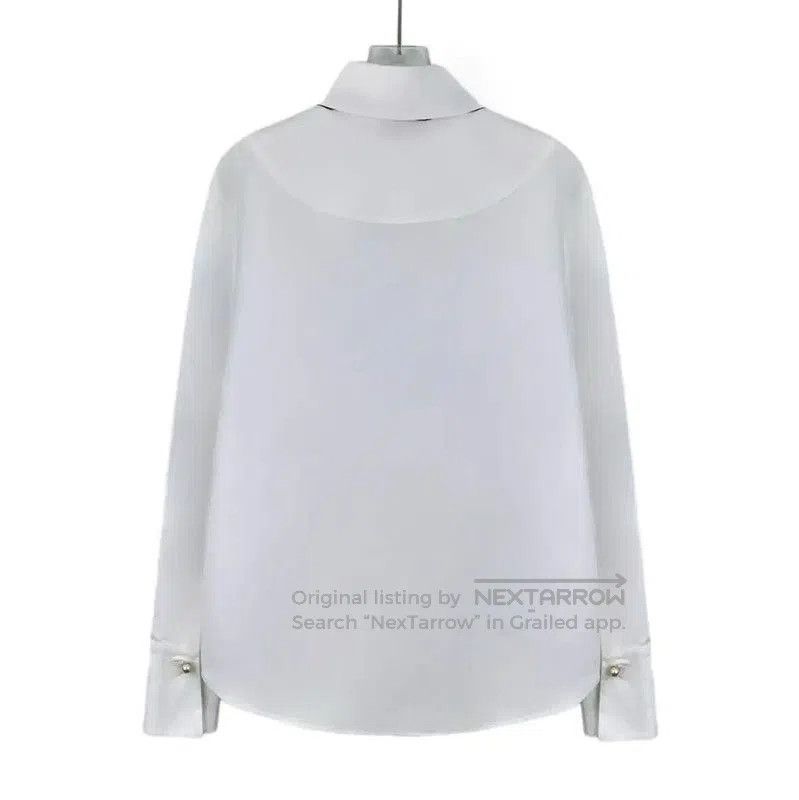Chanel Chanel White Cotton Women's Shirt with Ribbon Tie . Size S / US 4 / IT 40 - 2 Thumbnail