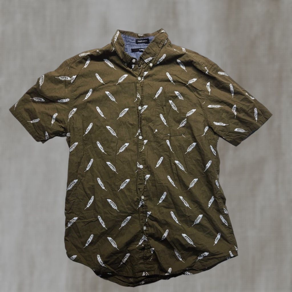 Carbon Carbon Shirt Hawaiian Button-Up Short Sleeve Casual Pocket Adult Men XL Brown Size US XL / EU 56 / 4 - 1 Thumbnail